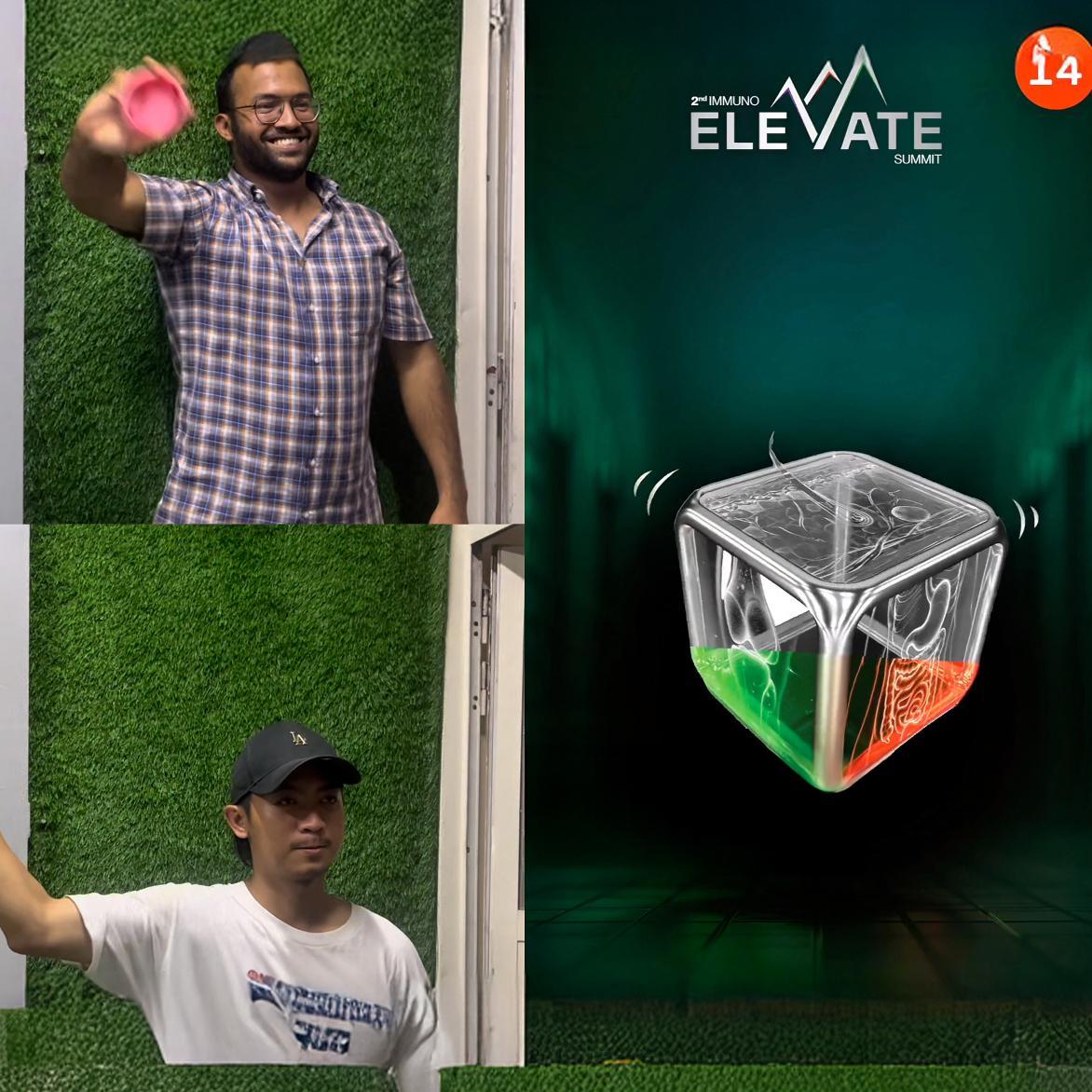 Guests playing Move Shake Pose AR game at a brand activation booth in Dubai event